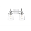 Living District Avani 2-Light Iron & Glass Bath Sconce in Chrome and Clear