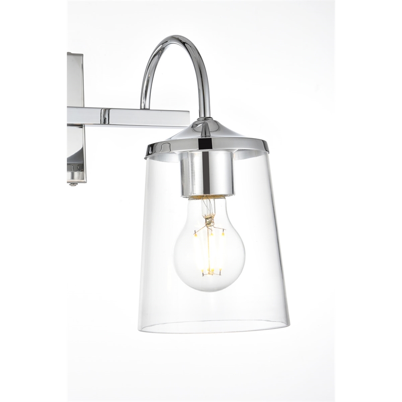 Living District Avani 2-Light Iron & Glass Bath Sconce in Chrome and Clear
