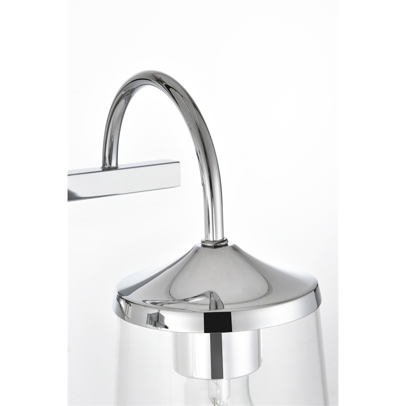 Living District Avani 2-Light Iron & Glass Bath Sconce in Chrome and Clear