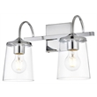 Living District Avani 2-Light Iron & Glass Bath Sconce in Chrome and Clear