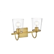 Living District Avani 2-Light Iron & Glass Bath Sconce in Brass and Clear