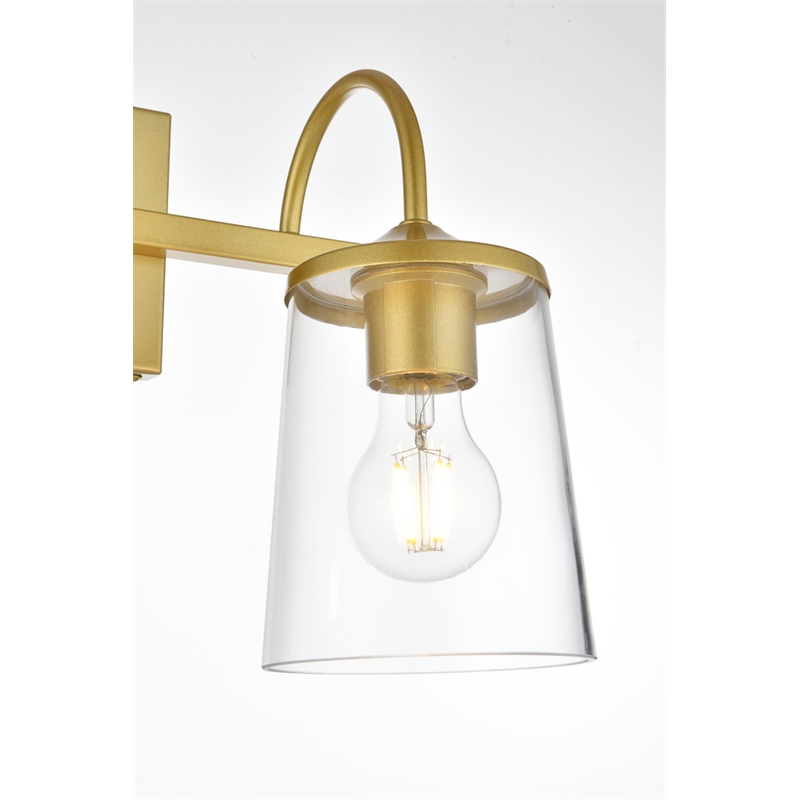 Living District Avani 2-Light Iron & Glass Bath Sconce in Brass and Clear