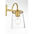 Living District Avani 2-Light Iron & Glass Bath Sconce in Brass and Clear