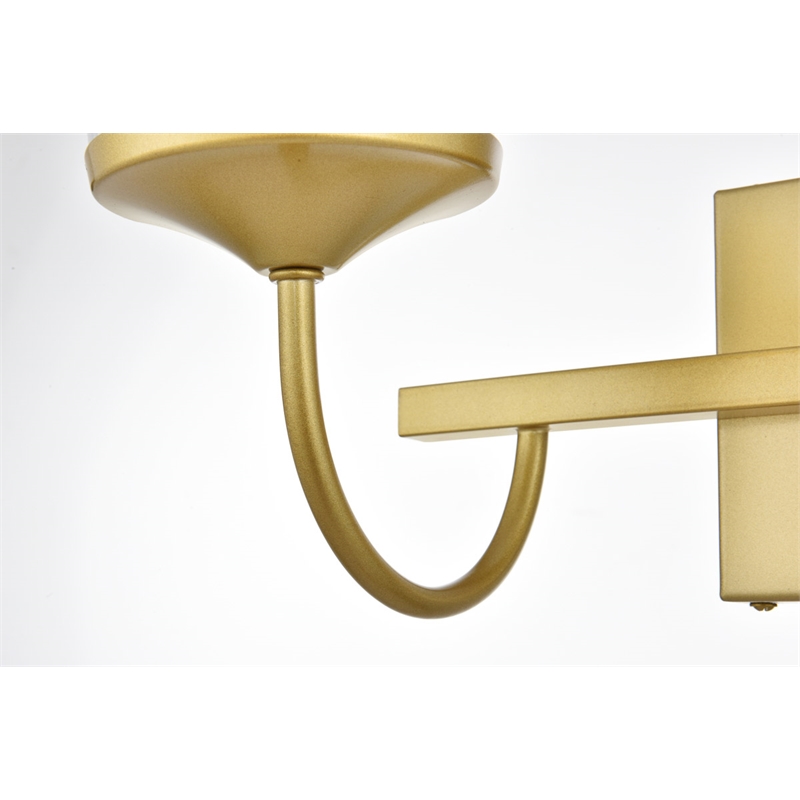 Living District Avani 2-Light Iron & Glass Bath Sconce in Brass and Clear