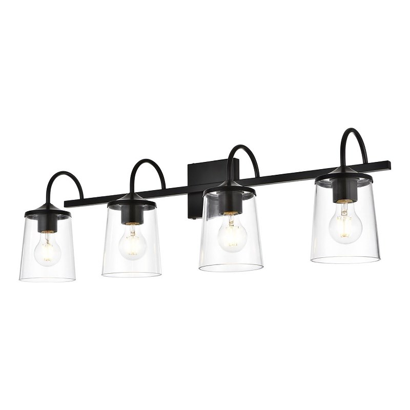 Living District Avani 4-Light Iron & Glass Bath Sconce in Black and Clear