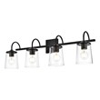 Living District Avani 4-Light Iron & Glass Bath Sconce in Black and Clear