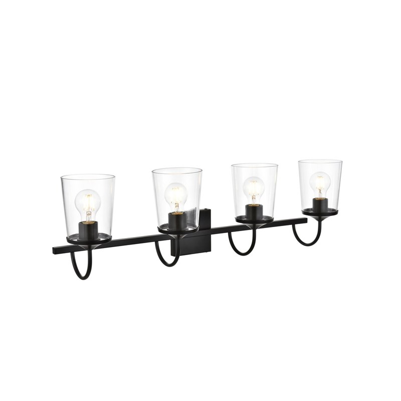 Living District Avani 4-Light Iron & Glass Bath Sconce in Black and Clear