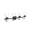 Living District Avani 4-Light Iron & Glass Bath Sconce in Black and Clear