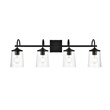 Living District Avani 4-Light Iron & Glass Bath Sconce in Black and Clear