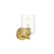 Living District Mayson 1-Light Iron & Glass Bath Sconce in Brass/Clear