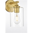Living District Mayson 1-Light Iron & Glass Bath Sconce in Brass/Clear