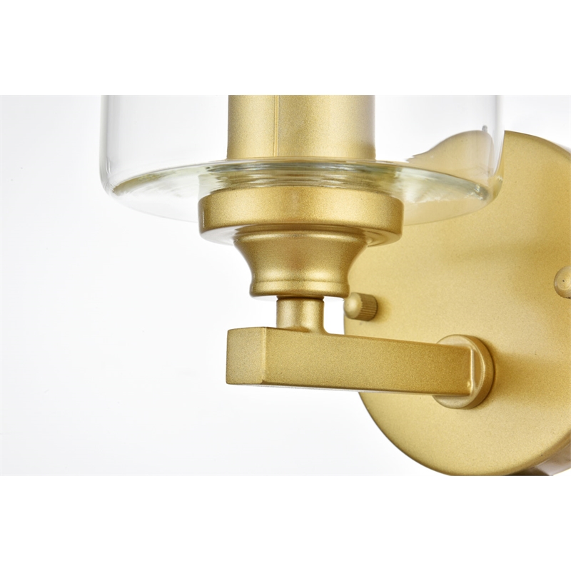 Living District Mayson 1-Light Iron & Glass Bath Sconce in Brass/Clear
