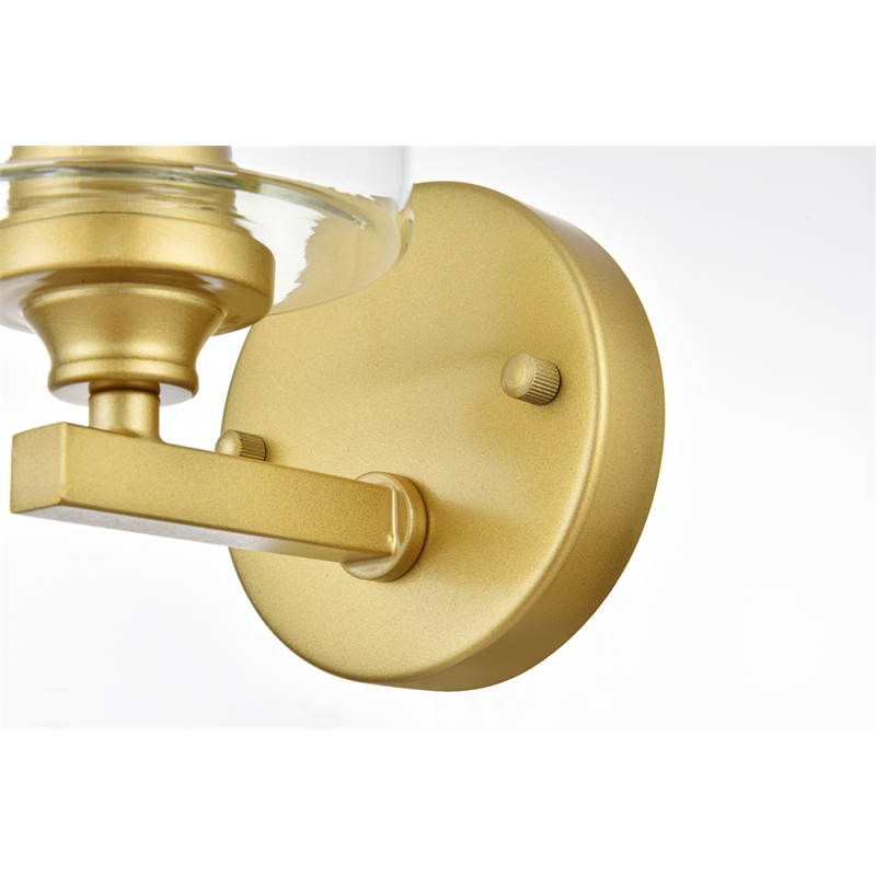 Living District Mayson 1-Light Iron & Glass Bath Sconce in Brass/Clear