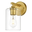 Living District Mayson 1-Light Iron & Glass Bath Sconce in Brass/Clear