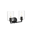 Living District Mayson 2-Light Iron & Glass Bath Sconce in Black/Clear