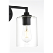 Living District Mayson 2-Light Iron & Glass Bath Sconce in Black/Clear
