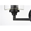 Living District Mayson 2-Light Iron & Glass Bath Sconce in Black/Clear