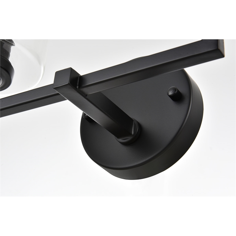 Living District Mayson 2-Light Iron & Glass Bath Sconce in Black/Clear