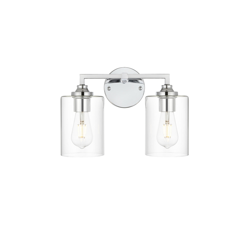 Living District Mayson 2-Light Iron & Glass Bath Sconce in Chrome/Clear