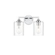 Living District Mayson 2-Light Iron & Glass Bath Sconce in Chrome/Clear