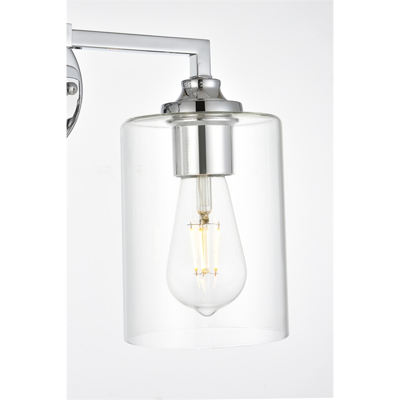 Living District Mayson 2-Light Iron & Glass Bath Sconce in Chrome/Clear