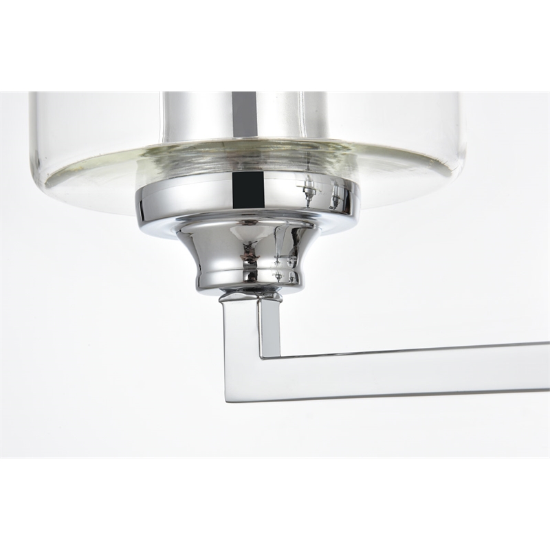 Living District Mayson 2-Light Iron & Glass Bath Sconce in Chrome/Clear