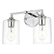 Living District Mayson 2-Light Iron & Glass Bath Sconce in Chrome/Clear