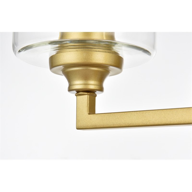 Living District Mayson 2-Light Iron & Glass Bath Sconce in Brass/Clear