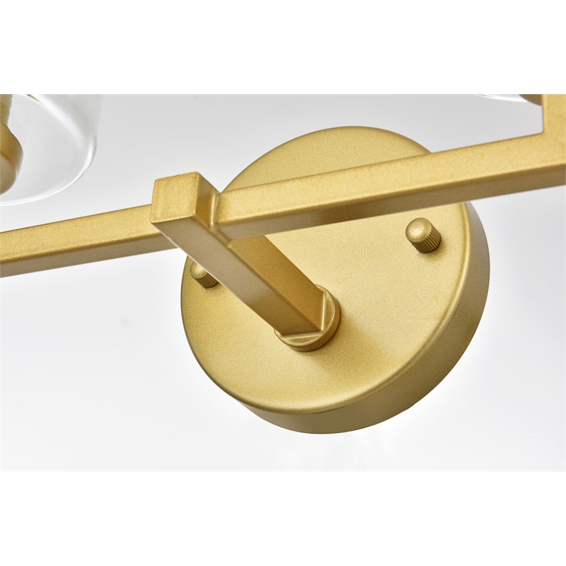 Living District Mayson 2-Light Iron & Glass Bath Sconce in Brass/Clear