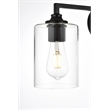 Living District Mayson 3-Light Iron & Glass Bath Sconce in Black/Clear