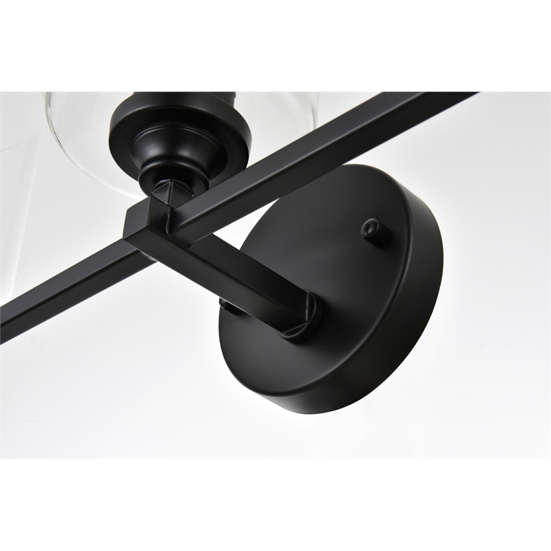 Living District Mayson 3-Light Iron & Glass Bath Sconce in Black/Clear