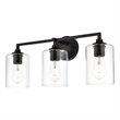 Living District Mayson 3-Light Iron & Glass Bath Sconce in Black/Clear
