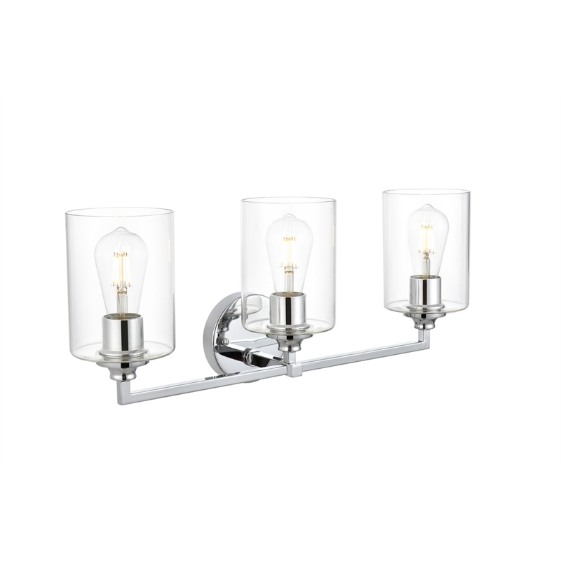 Living District Mayson 3-Light Iron & Glass Bath Sconce in Chrome/Clear