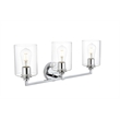 Living District Mayson 3-Light Iron & Glass Bath Sconce in Chrome/Clear