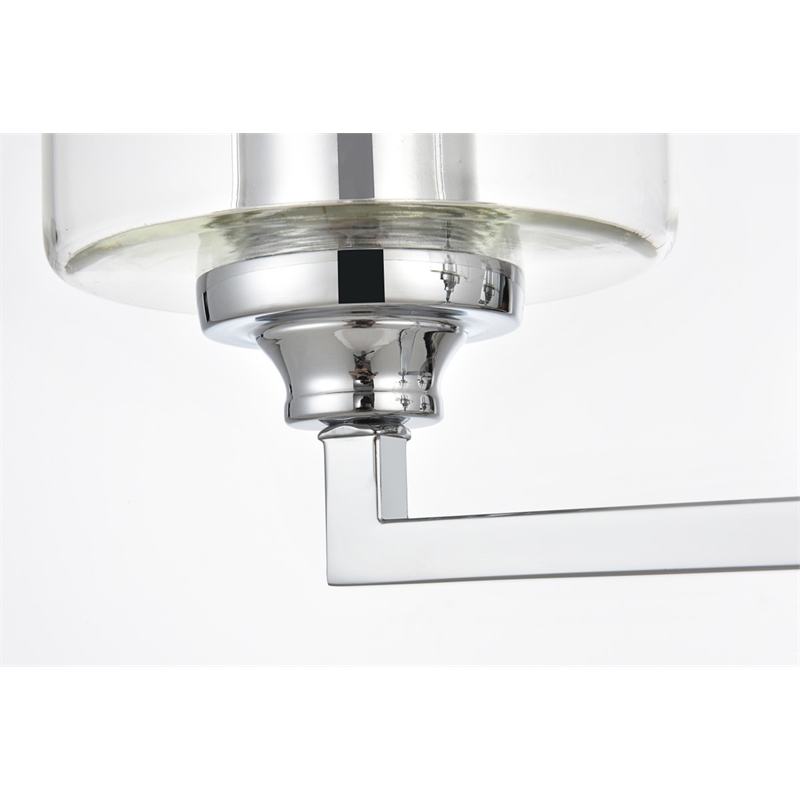 Living District Mayson 3-Light Iron & Glass Bath Sconce in Chrome/Clear