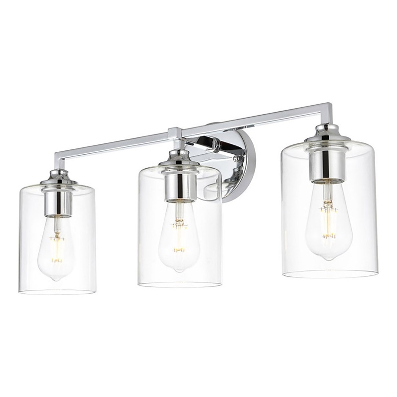 Living District Mayson 3-Light Iron & Glass Bath Sconce in Chrome/Clear