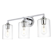 Living District Mayson 3-Light Iron & Glass Bath Sconce in Chrome/Clear