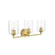 Living District Mayson 3-Light Iron & Glass Bath Sconce in Brass/Clear