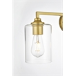 Living District Mayson 3-Light Iron & Glass Bath Sconce in Brass/Clear