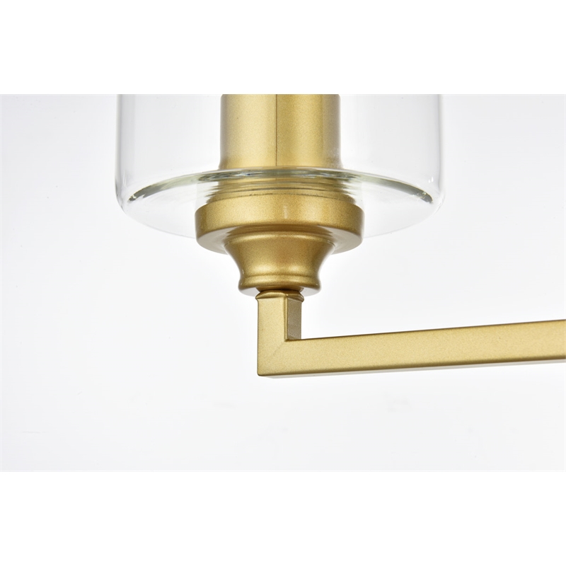 Living District Mayson 3-Light Iron & Glass Bath Sconce in Brass/Clear