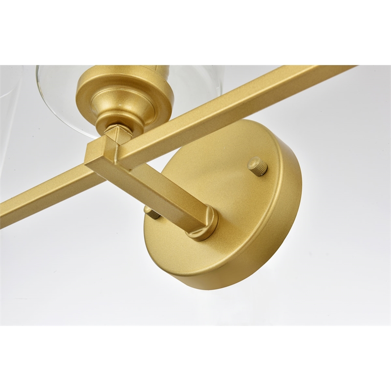 Living District Mayson 3-Light Iron & Glass Bath Sconce in Brass/Clear