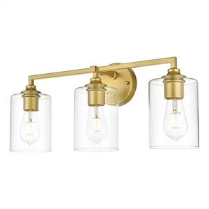 Living District Mayson 3-Light Iron & Glass Bath Sconce in Brass/Clear