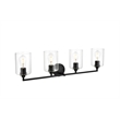 Living District Mayson 4-Light Iron & Glass Bath Sconce in Black/Clear