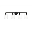 Living District Mayson 4-Light Iron & Glass Bath Sconce in Black/Clear