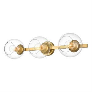 Living District Rogelio 3-Light Iron & Glass Bath Sconce in Brass/Clear