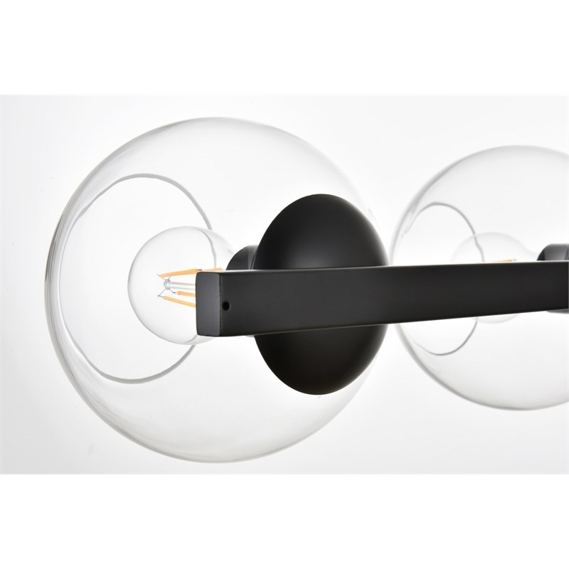 Living District Rogelio 4-Light Iron & Glass Bath Sconce in Black/Clear