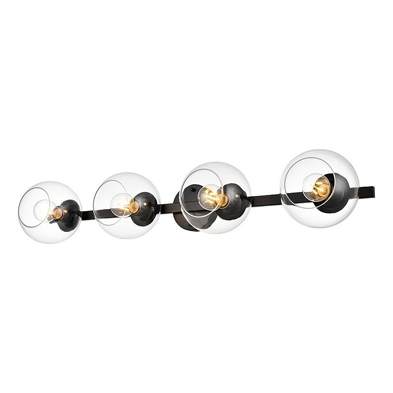 Living District Rogelio 4-Light Iron & Glass Bath Sconce in Black/Clear