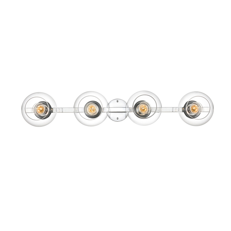 Living District Rogelio 4-Light Iron & Glass Bath Sconce in Chrome/Clear