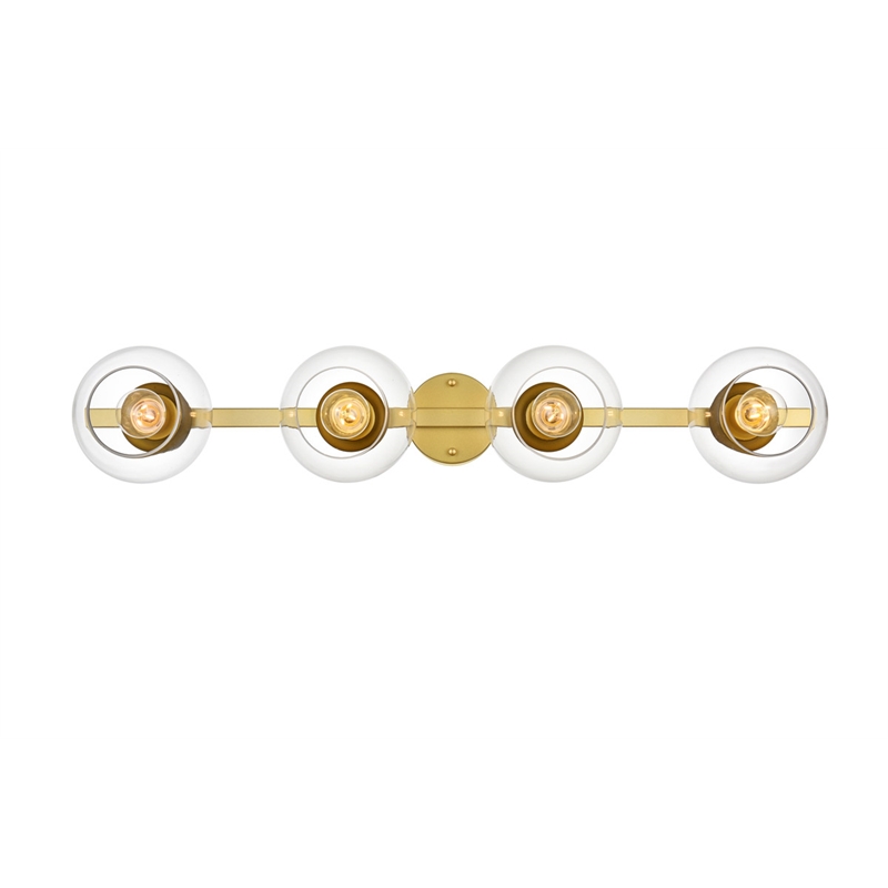 Living District Rogelio 4-Light Iron & Glass Bath Sconce in Brass/Clear