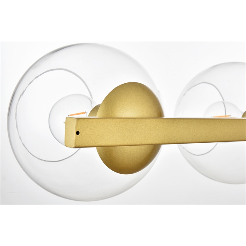 Living District Rogelio 4-Light Iron & Glass Bath Sconce in Brass/Clear